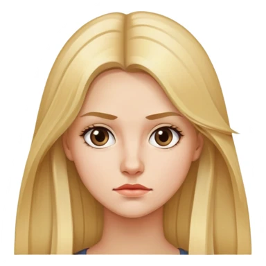 "- Nữ
- 25 tuổi
- Da trắng
- Tóc vàng dài
- Mặt nghiêm túc, mặt vuông" sticker