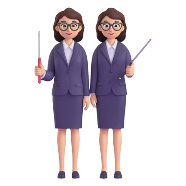 full body profesora with glasses and pointer sticker