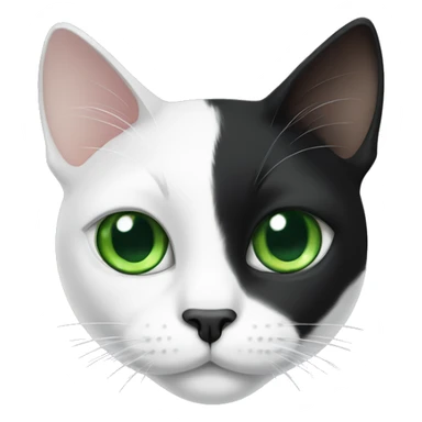 Black white cat with green eyes and patch over one eye sticker