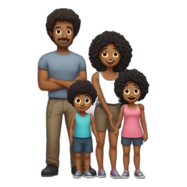 Une famille avec un père qui est gros avec les cheveux noirs et une mère au cheveux courts et avec leur 2 filles, la première avec les cheveux marron et la deuxième avec les cheveux noir  sticker