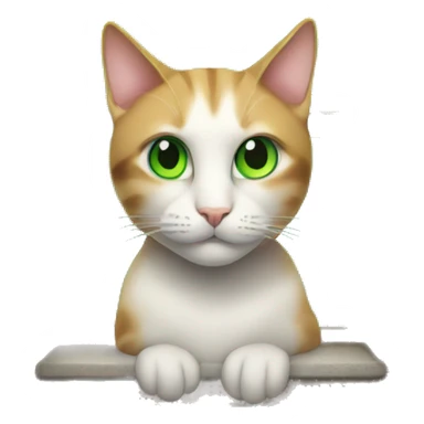 Cat with green eyes seat on window  sticker