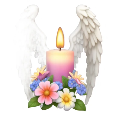 Candle, angel wings, flowers sticker