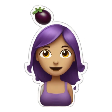 fille enceinte avec aubergine sticker