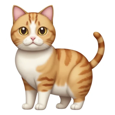 full body torbie and white cat with small head and short but chubby body sticker