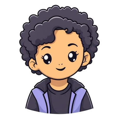 mixed-race girl with shaved curly black hair sticker