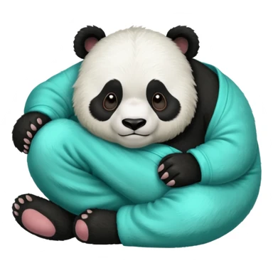 make a cute DARK GREEN PANDA with some furry cyan pjs laying down sticker