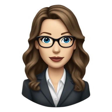 Lifelike Kate Beckinsale blue eyes wearing glasses in a business dress drinking a cup of tea  sticker