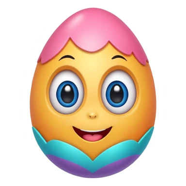 Cute colorful Easter egg character with big expressive eyes and a smiling mouth. sticker