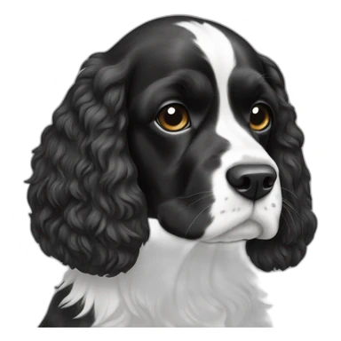 cocker spaniel black white thin white line head sticker