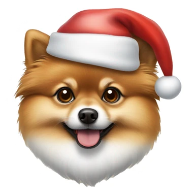 Pomeranian brown wearing Santa hat sticker
