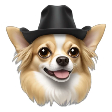 Long hair sand chihuahua napoleon hat sticker