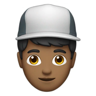 dark-haired developer in a cap with a macbook sticker