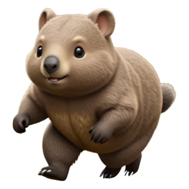 cinematic-wombat-realistic-full-body-waddling-emoji,-stout-muscular-frame-covered-in-coarse-brown-fur,-short-powerful-legs-trotting-determinedly-through-bushland,-round-dark-eyes-filled-with-calm-confidence,-tiny-rounded-ears-twitching-slightly,-strong-digging-claws-visible-on-sturdy-paws,-simplified-yet-realistic-focused-features,-highly-detailed,-glowing-with-a-subtle-earthy-glow sticker