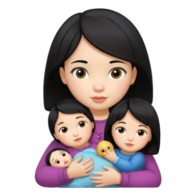 Toddler black hair girl – holding a russia doll sticker