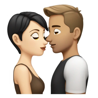 Brunette white girl kissing tan man with black short hair  sticker