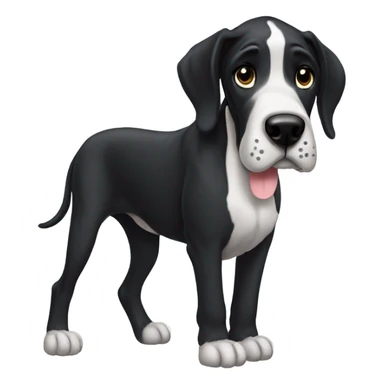 Black Great Dane with white chest sticker