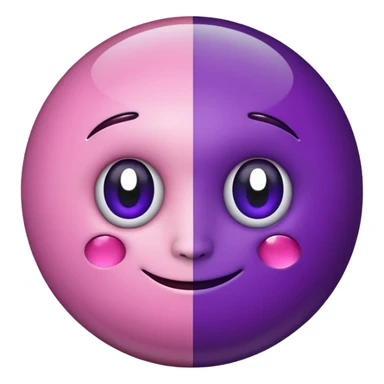 A half pink half purple ball with a face wooden stem followed by a glass stem on top sticker