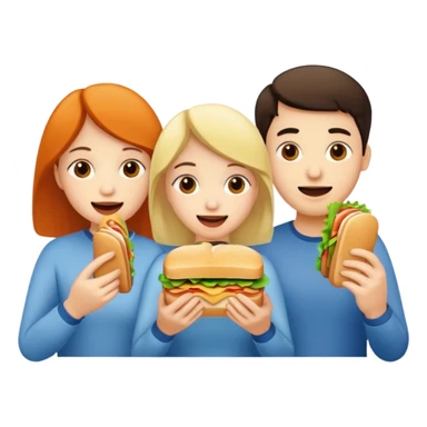 three people eating sandwich sticker