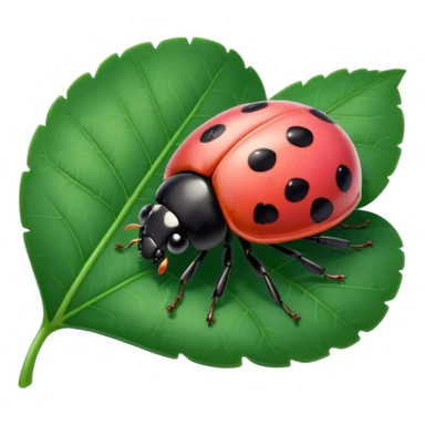  cute pink lady bug on leaf sticker