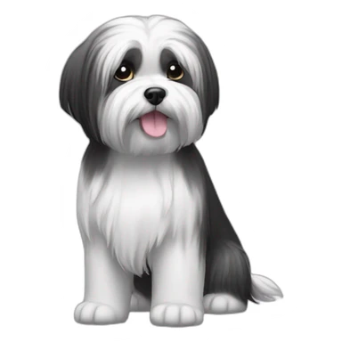 a black and white female lhasa apso dog sticker