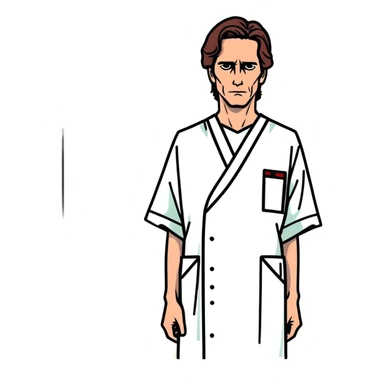 Patrick Bateman in a hospital gown sticker