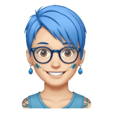 Tattooed & Blue Haired with glasse sticker