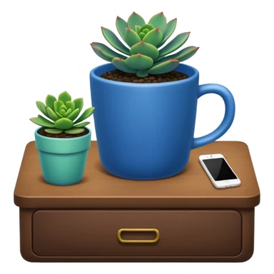 Desk Succulent Plant blue cup sticker