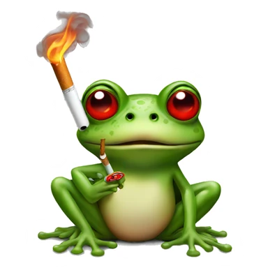Frog with red eyes holding a cigarette  sticker