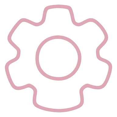 soft and cute settings icon, pink theme, Japanese hand-drawn style, transparent background, for mobile home screen sticker