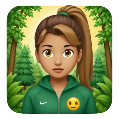 ​"A high-resolution mosaic of a girl with determined eyes and a high brown ponytail, meticulously crafted from thousands of tiny emojis."
​"The art captures her forest-green tracksuit and a sun-drenched, blurred background using creative emoji shading." sticker