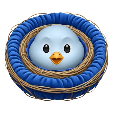 Nest made with blue velvet fabric sticker