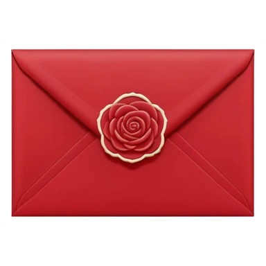 Envelope sealed with small rose wax stamp, minimalist design, deep red flat vector, clean thin lines, transparent background, elegant gothic aesthetic sticker
