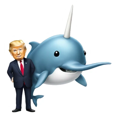 trump holding a narwhal sticker