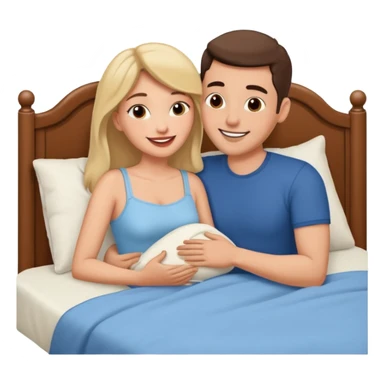 Wife kissing husband and laying both on bed sticker