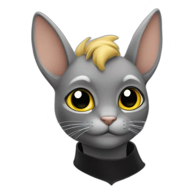 chat noir sur un lapin gris sticker