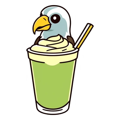 Ein Geier mit einem Iced Matcha Latte in der Hand sticker