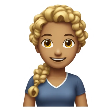 smiling girl with curly ponytail sticker