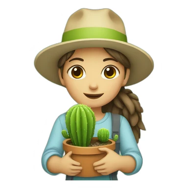A girl holding a cactus sticker