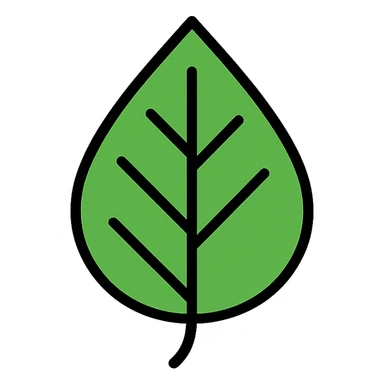green leaf icon with black outlines sticker