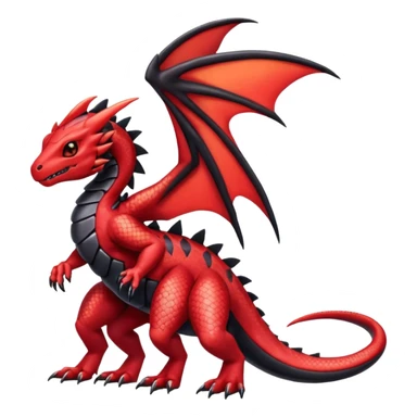 Cute Shiny spottef black and red iridescent Guilmon-Salandit-Fakémon-hybrid-creature (full body)  sticker