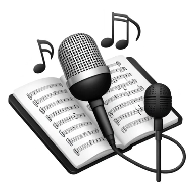 R&B music songlist icon with microphone and musical notes sticker