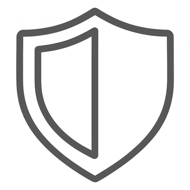 Make this shield icon social media style, flat grey color, modern and minimal, with no background (transparent). sticker