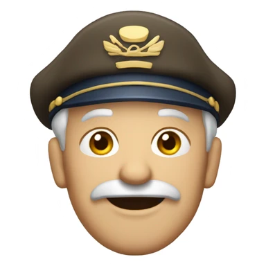 Old man wearing captain’s cap sticker