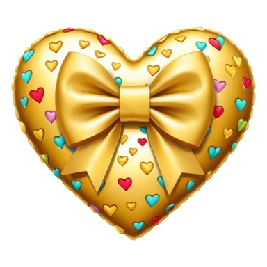 heart with a desert, gold bow with heart pattern on the bow sticker