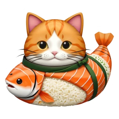 cat dressed as a piece of sushi sticker
