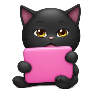 black cat texting on pink phone sticker