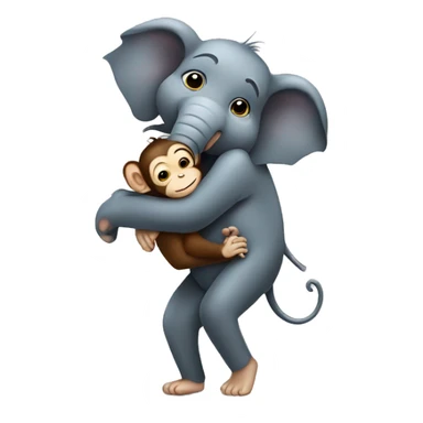 Monkey giving a hug to an elephant  sticker