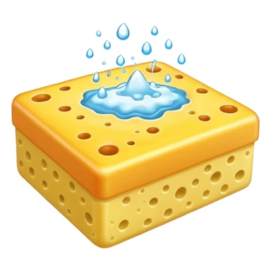 foam sponge object icon, soft sponge with soap foam, glossy wet look, 3D cartoon, mobile game icon style, centered, clean background, no text, no watermark

 sticker