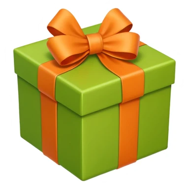 apple style emoji of a light green box with an orange bow sticker
