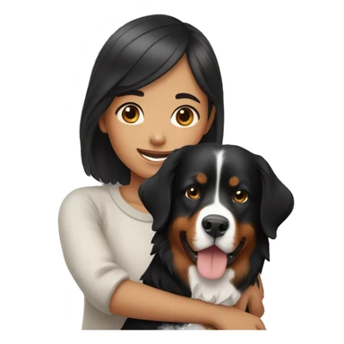 Asian girl with a Bernese Mountain Dog sticker